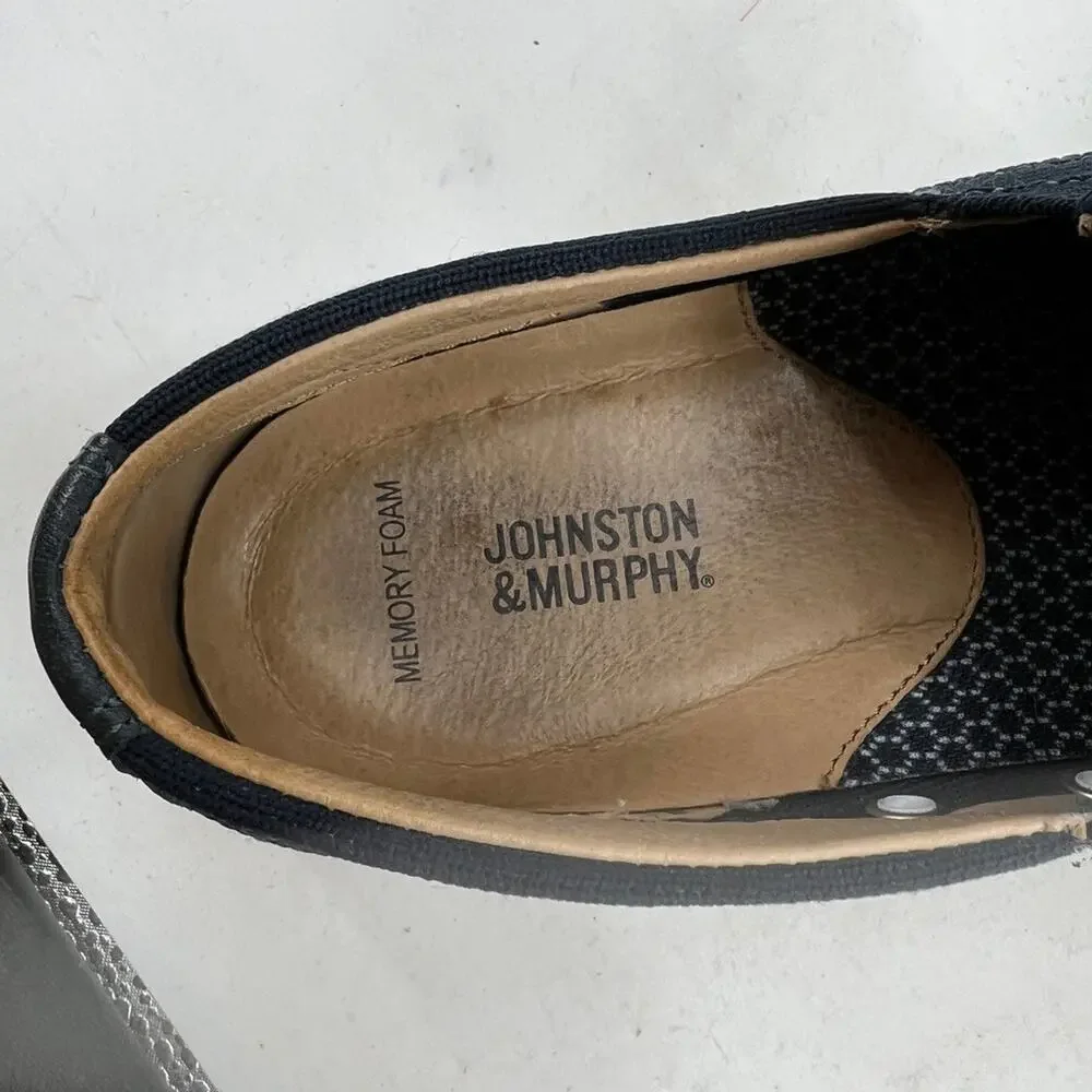 Johnston & Murphy Mens 9 Shoes Navy Trenton Knit Slip On Walking Comfort 25-3637
